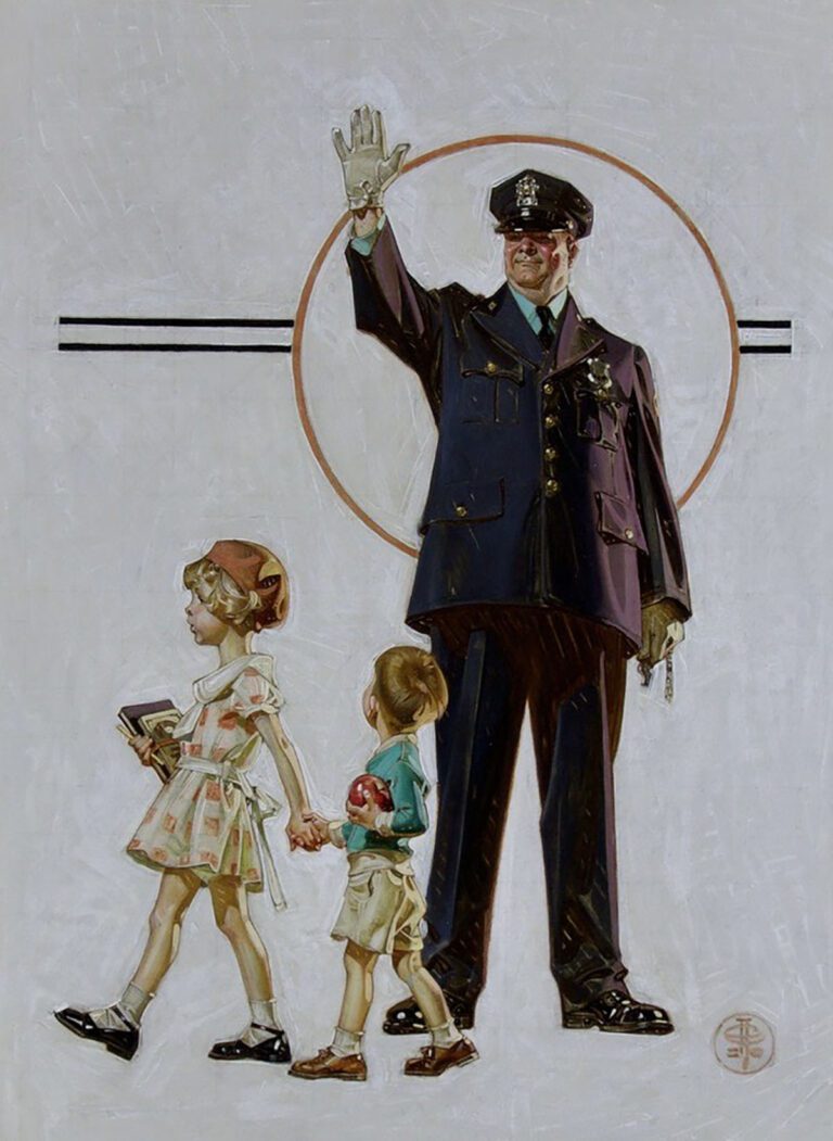 Policeman and School Children, Saturday Evening Post Cover, Oct. 3, 1931