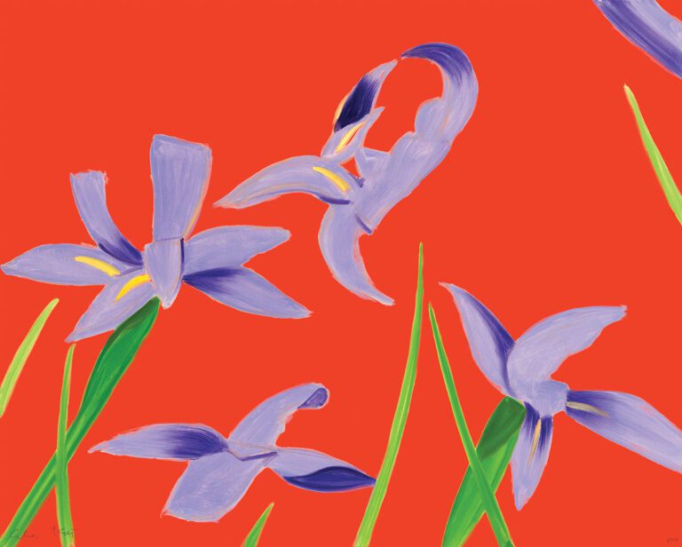 Purple Irises on Red 2023
