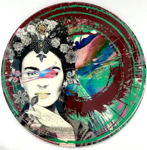 PERRY MILOU FRIDA FOREVER. MIXED MEDIA ON WOOD. 48/48 INCHES .2024