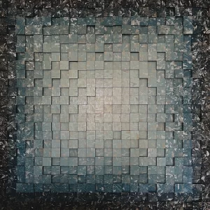 Kurt Giehl - Indigo Blues, 2024, Oil on 576 Sintra Blocks, 48" H x 48" W