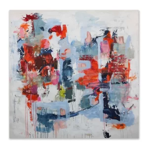 "Crimson" 80” x 78”, Acrylic, charcoal on canvas, 2025 - 1080x1080 By Donna Isham.
