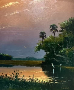 Harold Newton, Golden Stillness, circa 1960's, Oil on upson board, 30 x 24 in