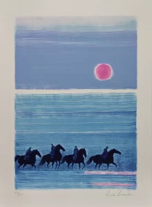 André Brasilier (French, b. 1929), Aurora, 1991, Limited edition French lithograph, 29.875 x 22 in