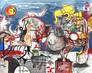 Alec Demarco, Between two Arches, 2025, Oil paint and Oil stick on Canvas, 72 x 84 in